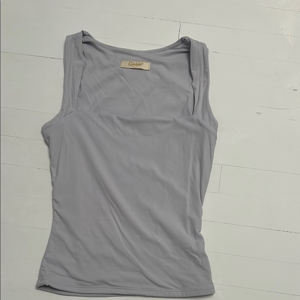 Quince Silver Fitted Sleeveless Tank Top